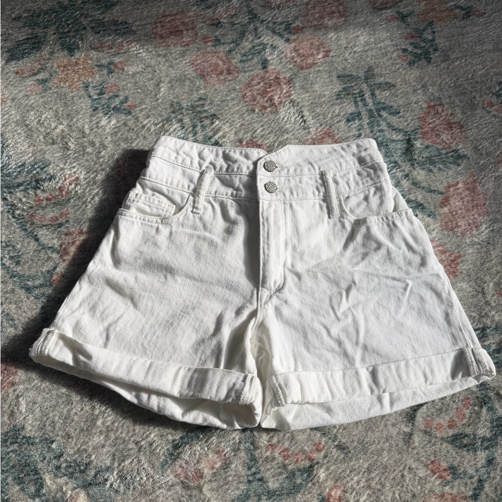 Banana Republic White High-Waist Rolled-Hem Shorts